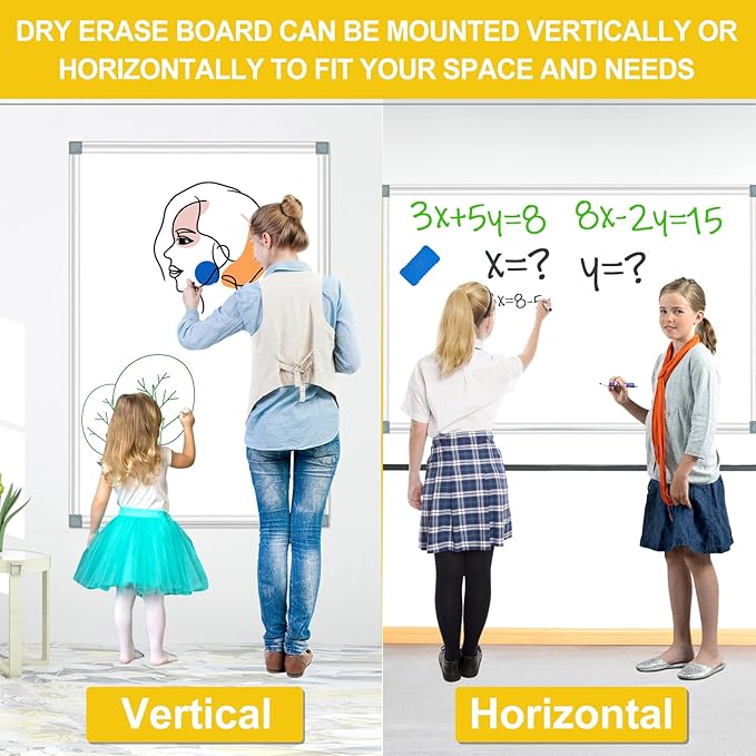 H-Qprobd Magnetic Dry Erase White Board, Dry Erase Board for Wall 48" X 36" Aluminum Frame, Hanging Whiteboard for Home, School, Office, Kitchen-DeskLoop Office