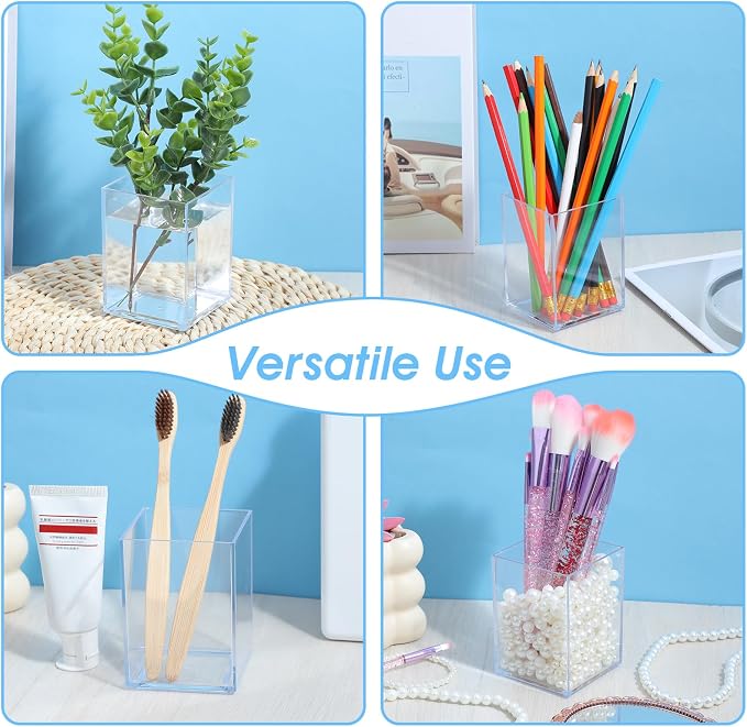 24 Pack Clear Acrylic Pen Holders – Multipurpose Desktop Organizer - Image 4