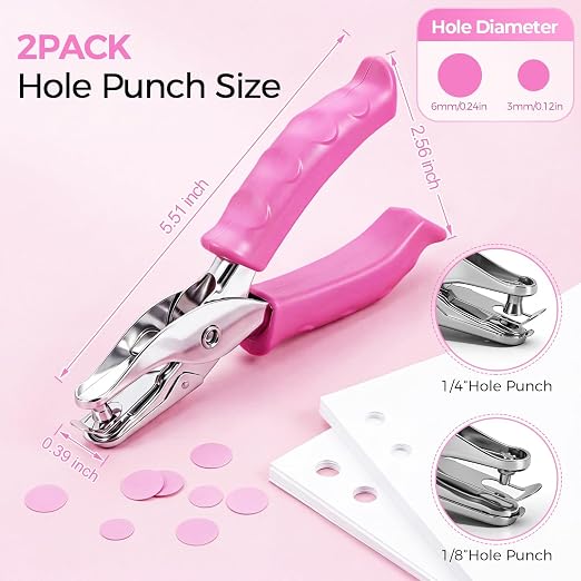 2 PCS Single Hole Punch, 1/4 Inch and 1/8 Inch Hole Puncher - Image 2