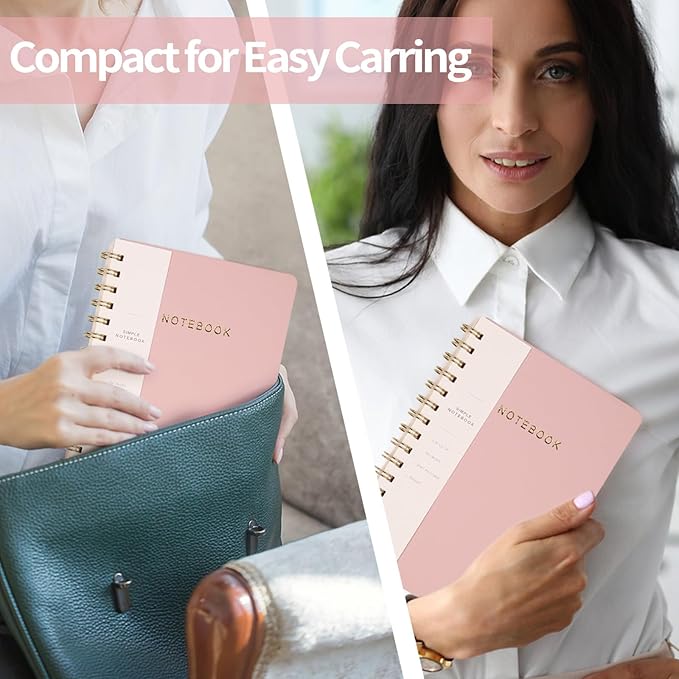 Spiral Notebook - Lined 160 Pages Journal with Back Pockets for College Journal, Twin-Wire Binding Notebook Perfect for Office & Home School Supplies, 3 Pack Set