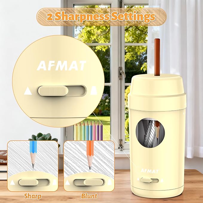 AFMAT Electric Pencil Sharpener, Auto in & Out, Fully Automatic Pencil Sharpener - Image 4