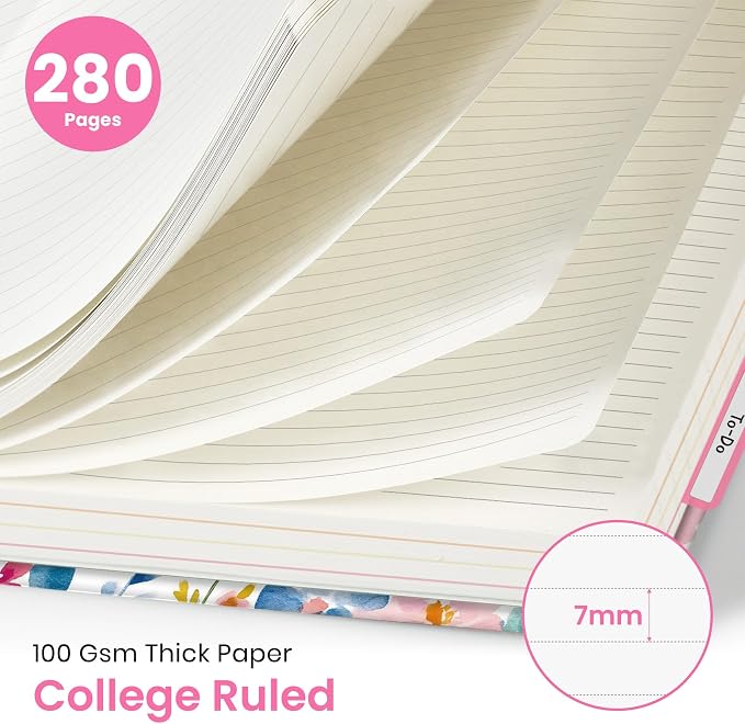 Large Lined Spiral Journal for Women Cute Hardcover 5 Subject Notebook for Work - Image 2
