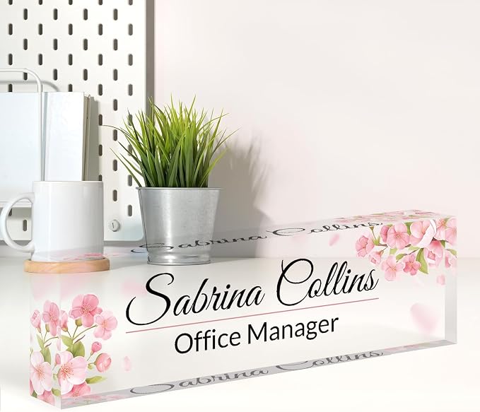 Name Plate for Desk, Desk Name Plate Personalized, Acrylic Desktop Accessories by Spricoz