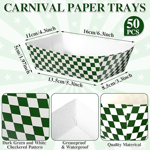 Geosar 100 Pcs Gingham Party Supply Disposable Paper Food Tray Bulk Disposable - Image 2