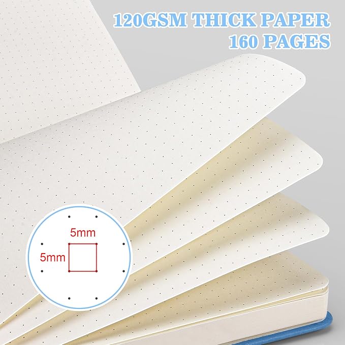 OMEYA Bullet Dotted Journal Notebook 4 Pack: 160 Pages Per Pack, A5 Medium Size - Image 3