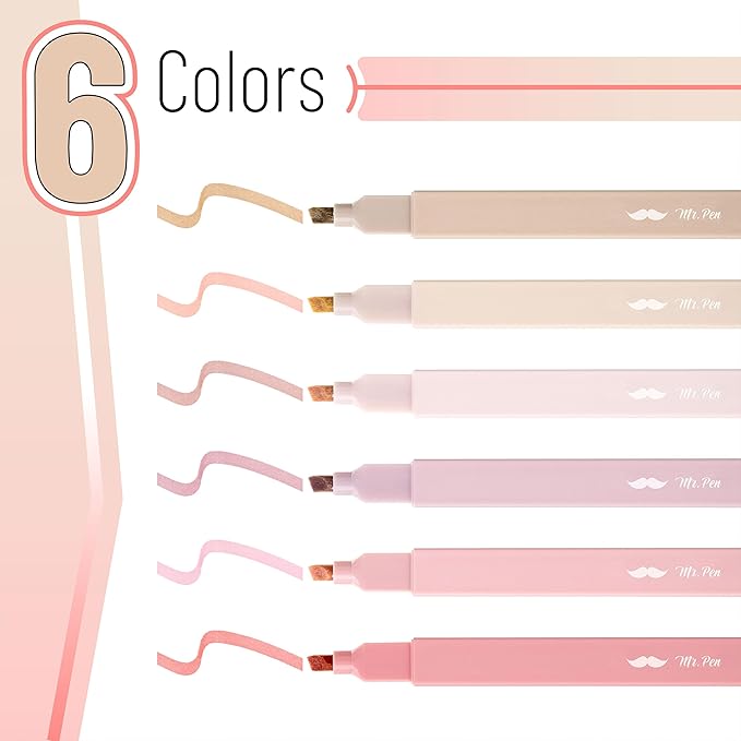 Mr. Pen- Aesthetic Highlighters No Bleed, 6 Pack, Cute Highlighters Assorted - Image 2