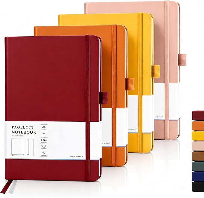 PAGELYST Blank Journal Notebook, 200 Pages, 4 Pack Leather Hardcover Notebook by Unknown