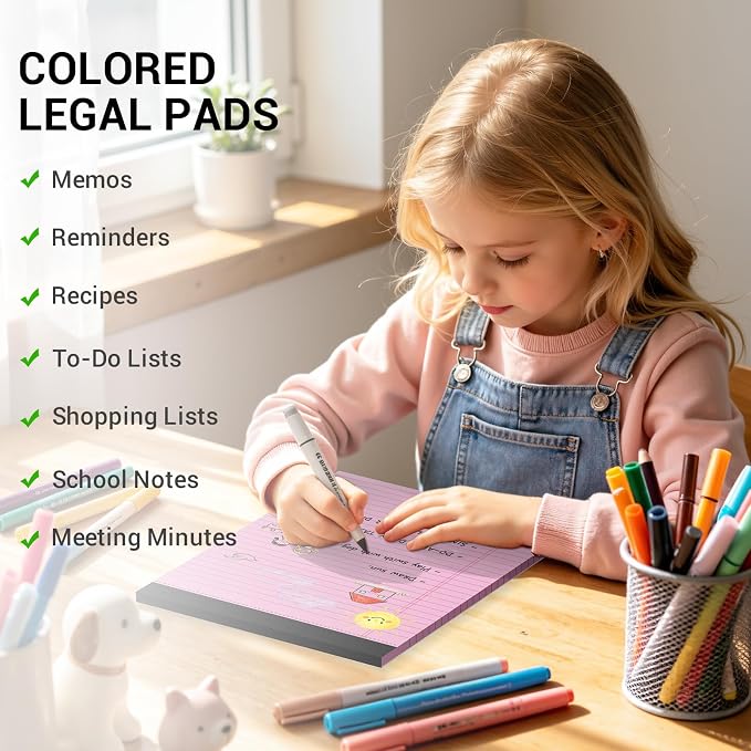 12 Pack Pink Legal Pads 8.5 x 11 Note Pads Wide Ruled Notepad Micro Perforated - Image 6