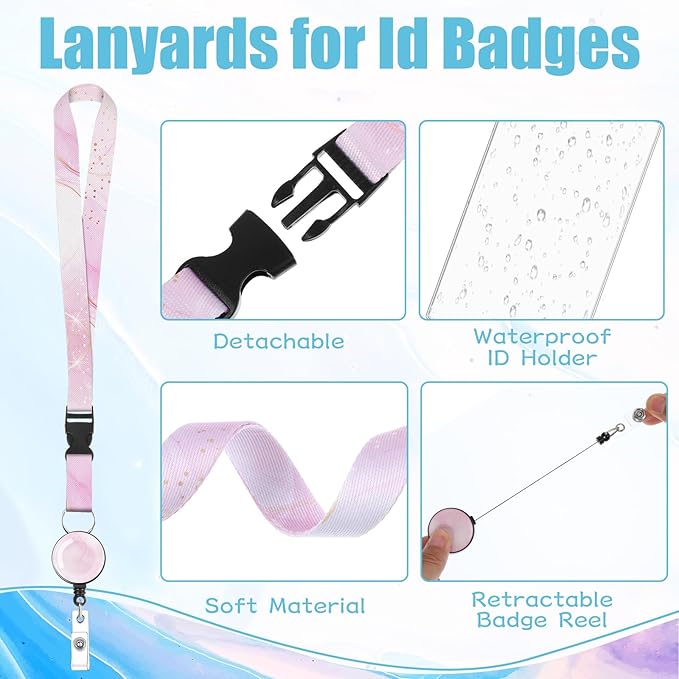 6 Pack Lanyards for Id Badges, Badge Lanyard Retractable Lanyard Detachable - Image 3