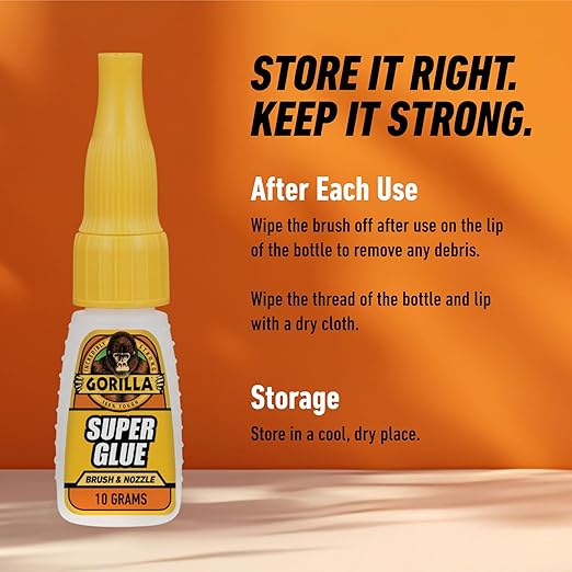 Gorilla Super Glue with Brush & Nozzle Applicator, Clear Glue, 12 Gram (Pack of 1) - All Purpose and Fast Setting for Projects and Repairs-DeskLoop Office