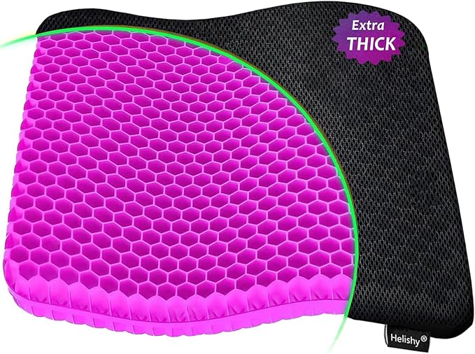 Gel Seat Cushion, Egg Seat Cushion for Tailbone, Back, Sciatica Pain Relief - Gel Enhanced Chair Pads with Non-Slip Cover for Office Home Chair Car Seat Wheelchair (Extra Thick, Violet)-DeskLoop Office