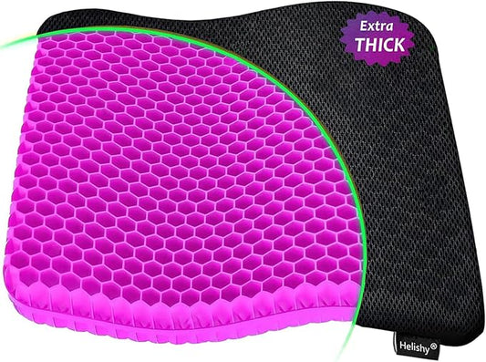 Gel Seat Cushion, Egg Seat Cushion for Tailbone, Back, Sciatica Pain Relief - Gel Enhanced Chair Pads with Non-Slip Cover for Office Home Chair Car Seat Wheelchair (Extra Thick, Violet)-DeskLoop Office