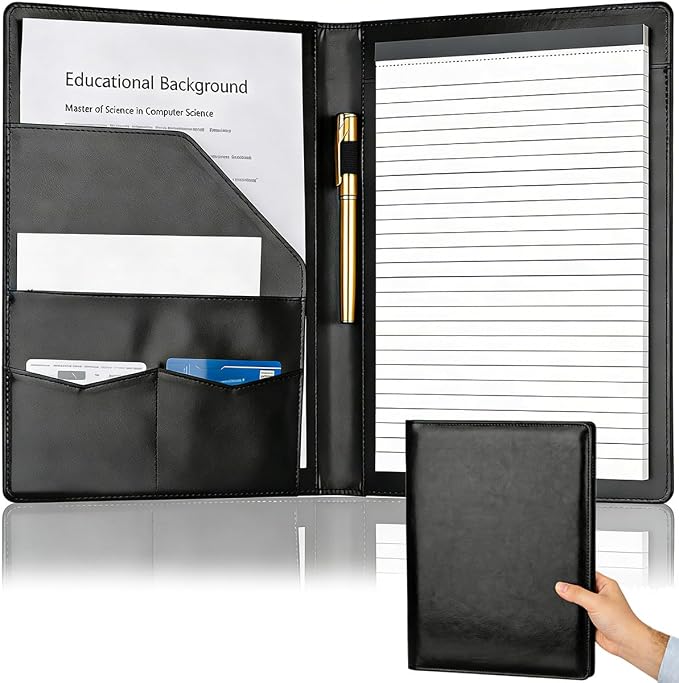 Padfolio Portfolio Binder, Faux Leather Folder, Resume Interview Legal Document by JUSTASHOW