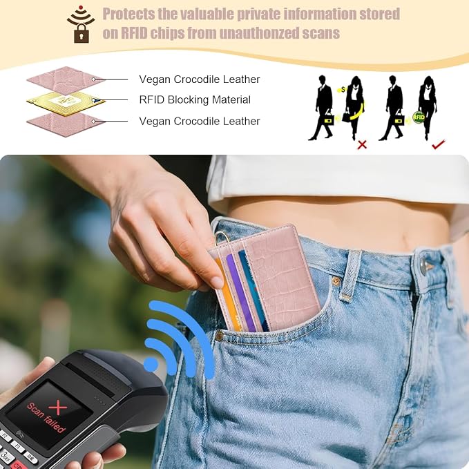Slim Credit Card Holder Crocodile Wallet Women Thin Alligator Wallets RFID - Image 4