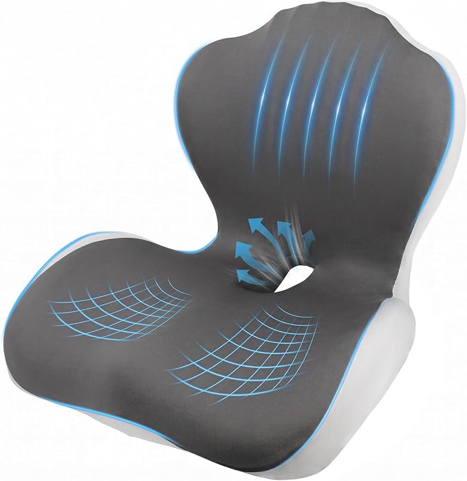 Car Seat Cushion with Lumbar Support Pillow, Memory Foam Office Chair Cushion by Nisuez
