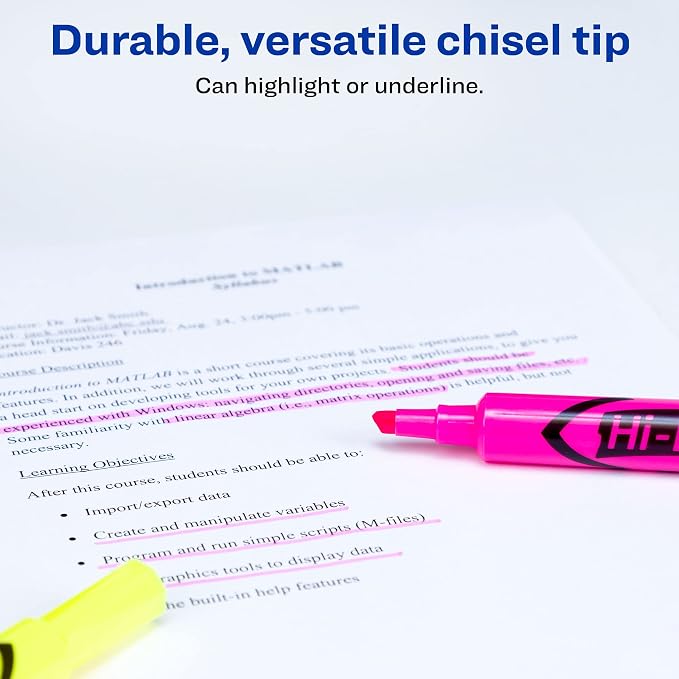 Avery Hi-Liter Desk-Style Highlighters, Smear Safe Ink, Chisel Tip, 24 - Image 3