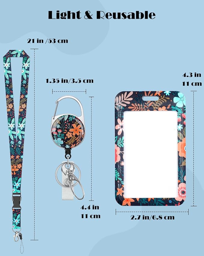 Uniclife Fashionable Sliding Badge Holder, Flower Pattern Plastic Card Holder - Image 6