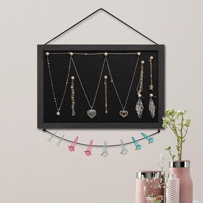 Miratino Pin Board Bulletin Board, 16 "x11 Black Linen Cork Boards for Walls with Black Frame ，Vision Board for Home Kitchen School Office Decor-DeskLoop Office