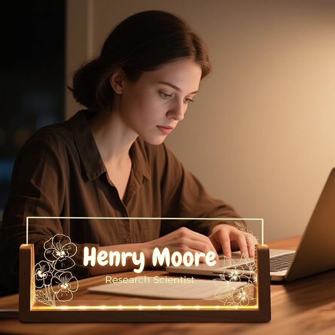 Custom Light Up Name Plate for Desk, Personalized LED Acrylic Name Sign - Image 4