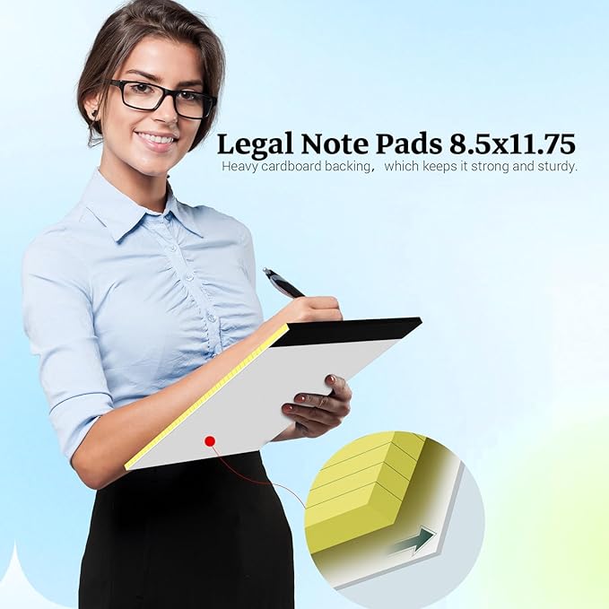 Legal Pads 8.5 x 11 Yellow Note Pads, 2 Pack College Ruled Notepads 8.5 x 11 Lined Paper, Yellow Notebook Paper Writing Pads 30 Sheets Per Legal Pads for Home Office School Supplies