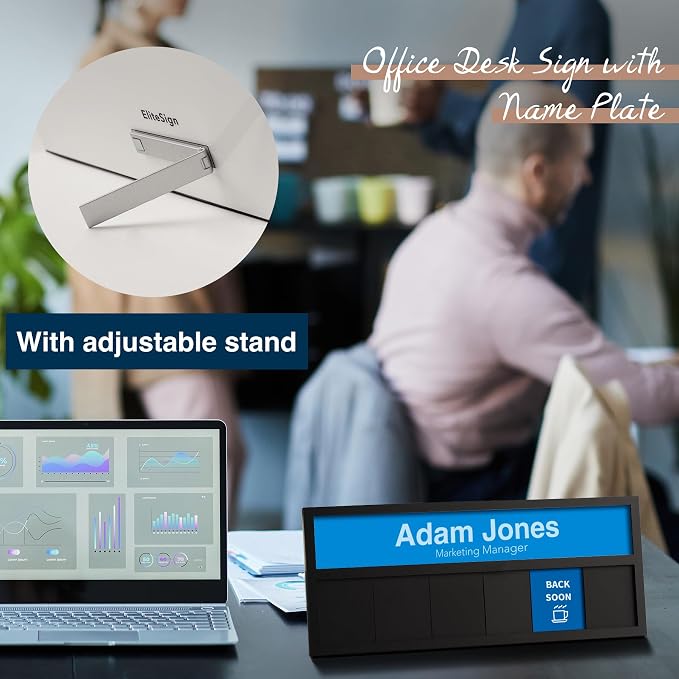 Name Plate for Desk& Office Door Sign, 6 Options Do Not Disturb, In A Meeting - Image 5