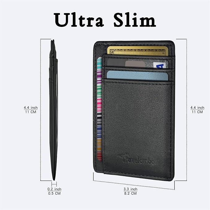 Travelambo Front Pocket Minimalist Leather Slim Wallet RFID Blocking Medium Size - Image 7
