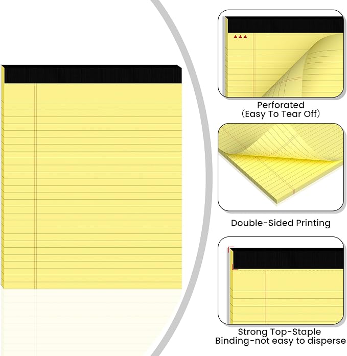 3pcs Legal Pads 8.5 x 11, Notepads 8.5 x 11 Inch, 30 Sheets/Pack, Perforate - Image 3