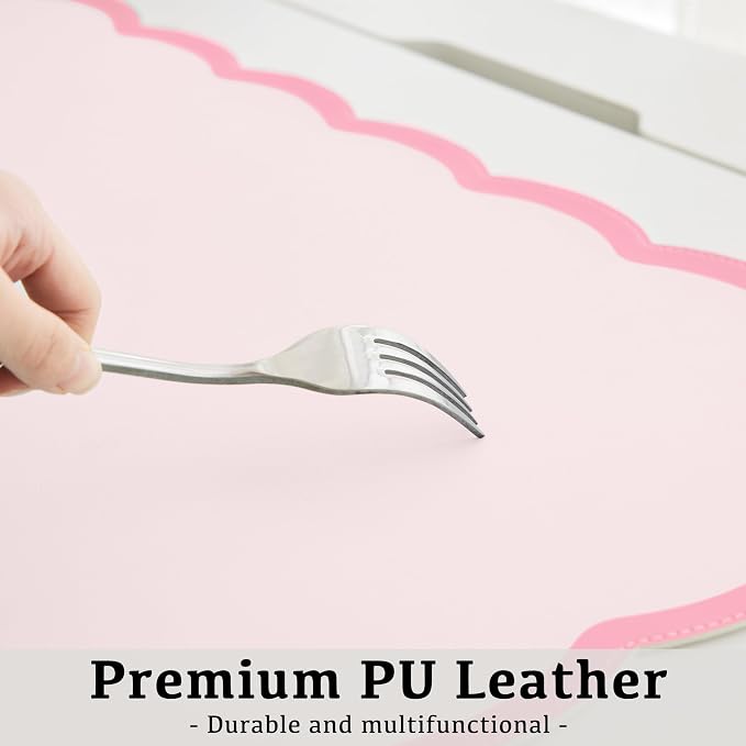 Scalloped Desk Mat, 31.5" x 15.7" Large Cute Aesthetic Desk Accessories - Image 4