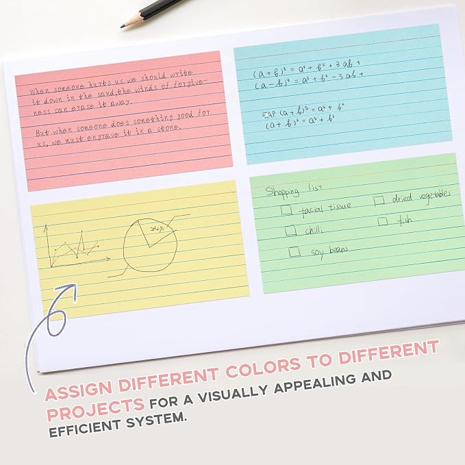 Colored Index Cards 4x6, Goefun Ruled Flashcards 100Pcs, 4 Color Notecards - Image 7