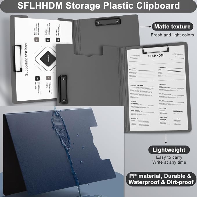SFLHHDM 2 PCS Clipboards Foldable, Folding 360°Cover Folder Clipboard, Plastic - Image 3