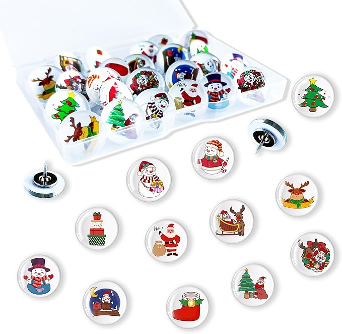 24Pcs Christmas Decorative Push pins, Cute Bulletin Board Tacks, Cork Board by Tandarui