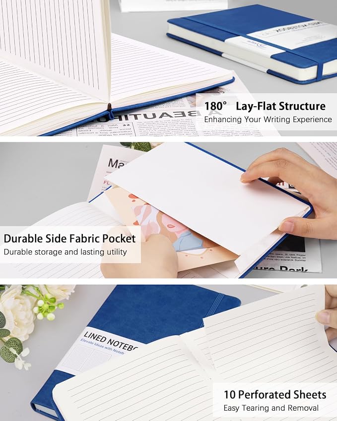Dynta Hardcover Journal Notebooks, 10 Packs A5 Lined Journals Bulk - Image 3