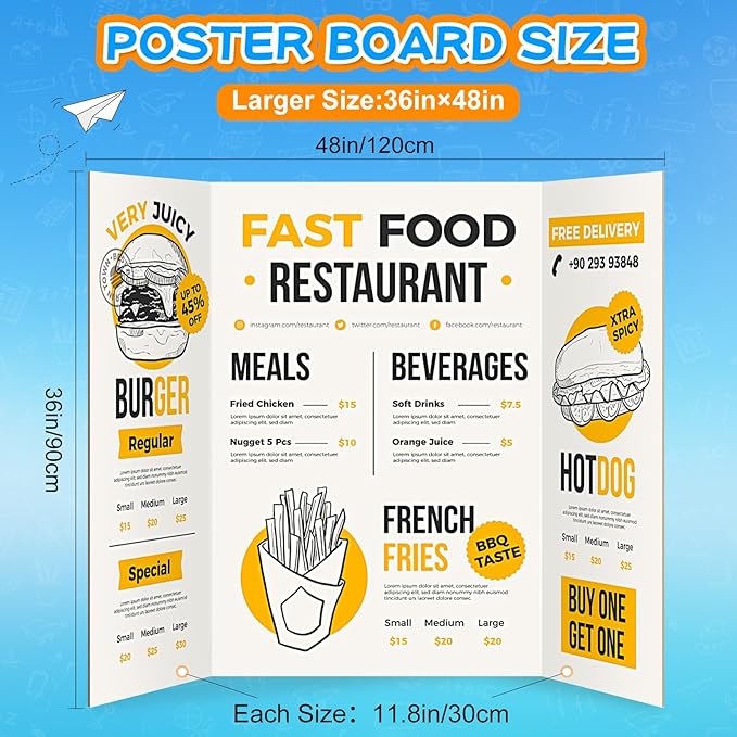 WinTS 18 PCS 36 x 48 Trifold Poster Board White Foldable Trifold Poster Boards Bulk for Science Fair,School Projects,Presentations,Exhibitions-DeskLoop Office