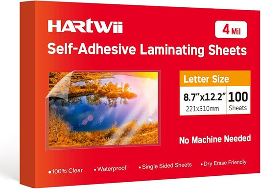Self Adhesive Laminating Sheets,4Mil 8.5x11inches,Bulk Package 100Sheets Self Sealing Laminating Sheets, Self Adhesive Contact Paper,Clear Laminate Sheets for Stickers,No Machine Needed-DeskLoop Office