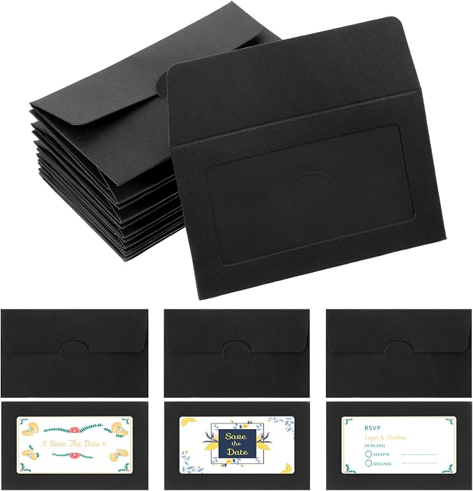 120 Pcs Window Gift Card Envelopes 3.9 x 2.4 Inch Credit Cards Size | Black - Image 8