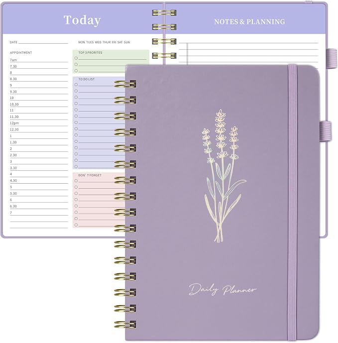 Oucaru Undated Daily Planner, A5 Spiral Notebook by Oucaru