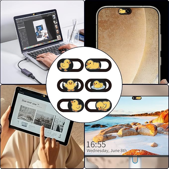 6Pcs 6 Styles Duck Cute Laptop Camera Cover Privacy Guard Accessories, 0.04 - Image 5