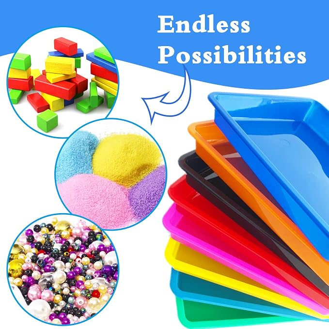 10 Pack Plastic Art Trays: 8 Color Sensory Trays - Image 5