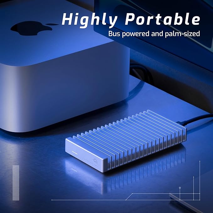 OWC 1TB Express 1M2 40Gb/s Portable NVMe SSD USB4 (Thunderbolt Compatible/USB-C) Ultra Fast External SSD Drive with Aluminum Heat Sink Enclosure-DeskLoop Office