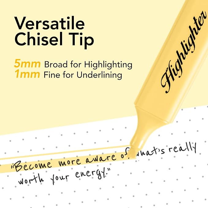 12 Assorted Highlighters, Quick-Dry Chisel Tip Marker Pens | 6 Bright & 6 Soft - Image 4