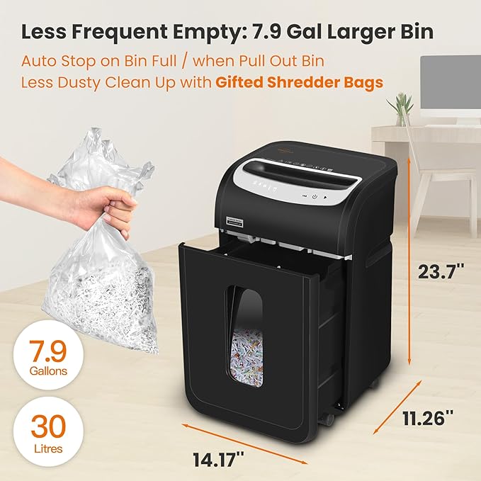 Paper Shredder for Home Office Heavy Duty with 60 Mins Running with US Patented Cutter,Shred CD/Card with Extra Large Bin,AUTO Jam Proof(ETL) (25-Sheet Cross Cut)-DeskLoop Office
