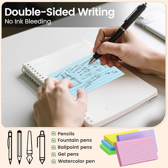 Index Cards 3x5 Inch, Flash Cards, Ruled Lined Colored Note Cards Paper - Image 7