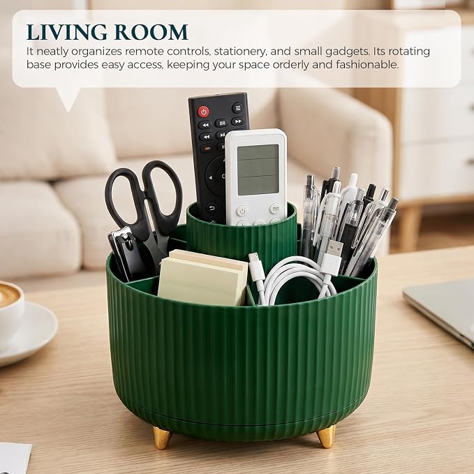 KONVINIT Pencil Pen Holder for Desk, 5 Slots 360-Degree Rotating Desktop - Image 8