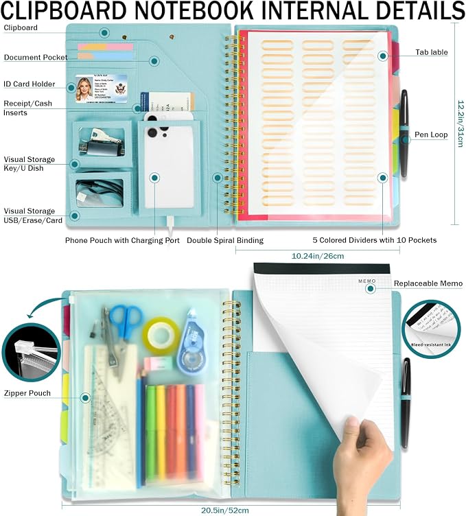 Blue Foldable Spiral Clipboard Folio - Image 2