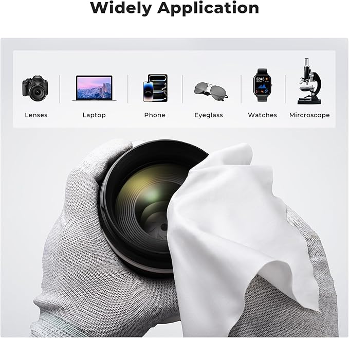 K&F Concept 10 Pack Microfiber Cleaning Cloths，Washable Reusable 6x6in Vacuum Wrapped Lint Free Glasses Cloth for Glasses, Lens, Screens & More-DeskLoop Office