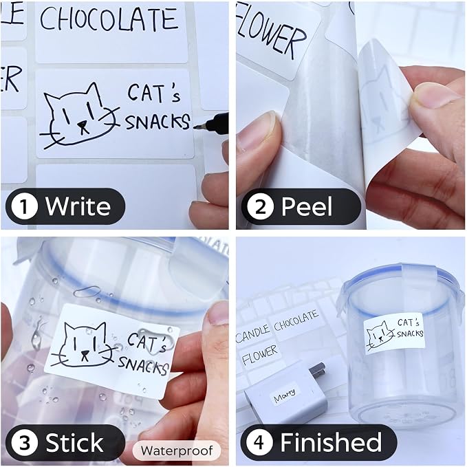 JIEHENG 170Pcs White Removable Labels - Image 2