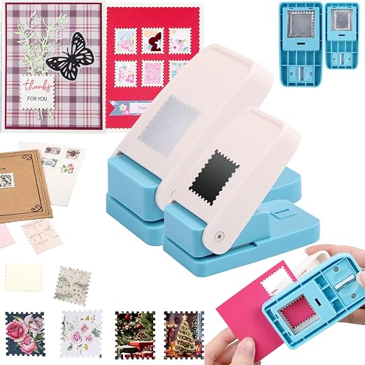 BAOFALI 2Pcs/Set Stamp Puncher 1.5x1.5inch &1x0.8inch Rectangular Postage Stamp by BAOFALI