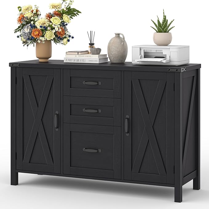 Vabches File Cabinet with 3 Drawers, Farmhouse Lateral File Cabinet Fits Files by Vabches