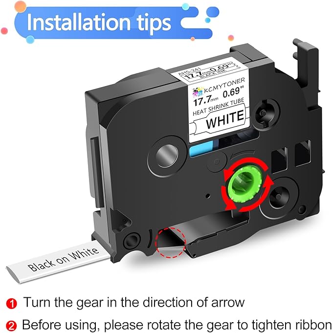HSE241 HSE-241 HS-241 Heat Shrink Tubes Label Tape 3/4" (17.7mm) x 4.92 ft Compatible for PTD400 D600 PTH300 PTE300 PTE500 PT-E550W E800W PTP700 PTP750WVP, Black on White, 2 Pack-DeskLoop Office