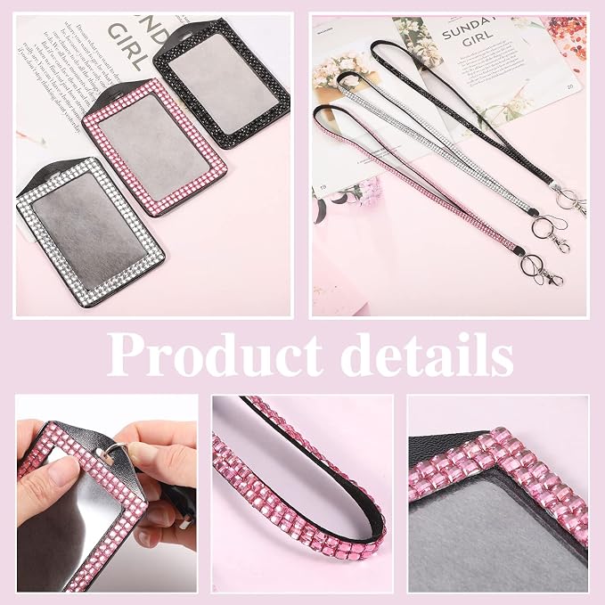 9 in 3 Sets 3 Color Upgraded Rhinestone Lanyard - Image 4